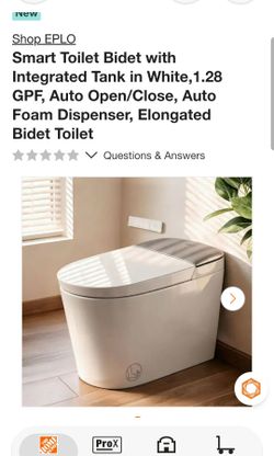 Smart Toilet Bidet with Integrated Tank in White,1.28 GPF, Auto Open/Close, Auto Foam Dispenser, Elongated Bidet Toilet