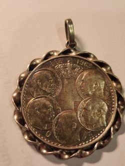 Silver, 1963 Greek 30 Drachami Coin Pendant