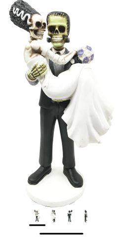 Ebros Day Of The Dead Wedding Skeleton Frankenstein Skull Bride & Groom Figurine