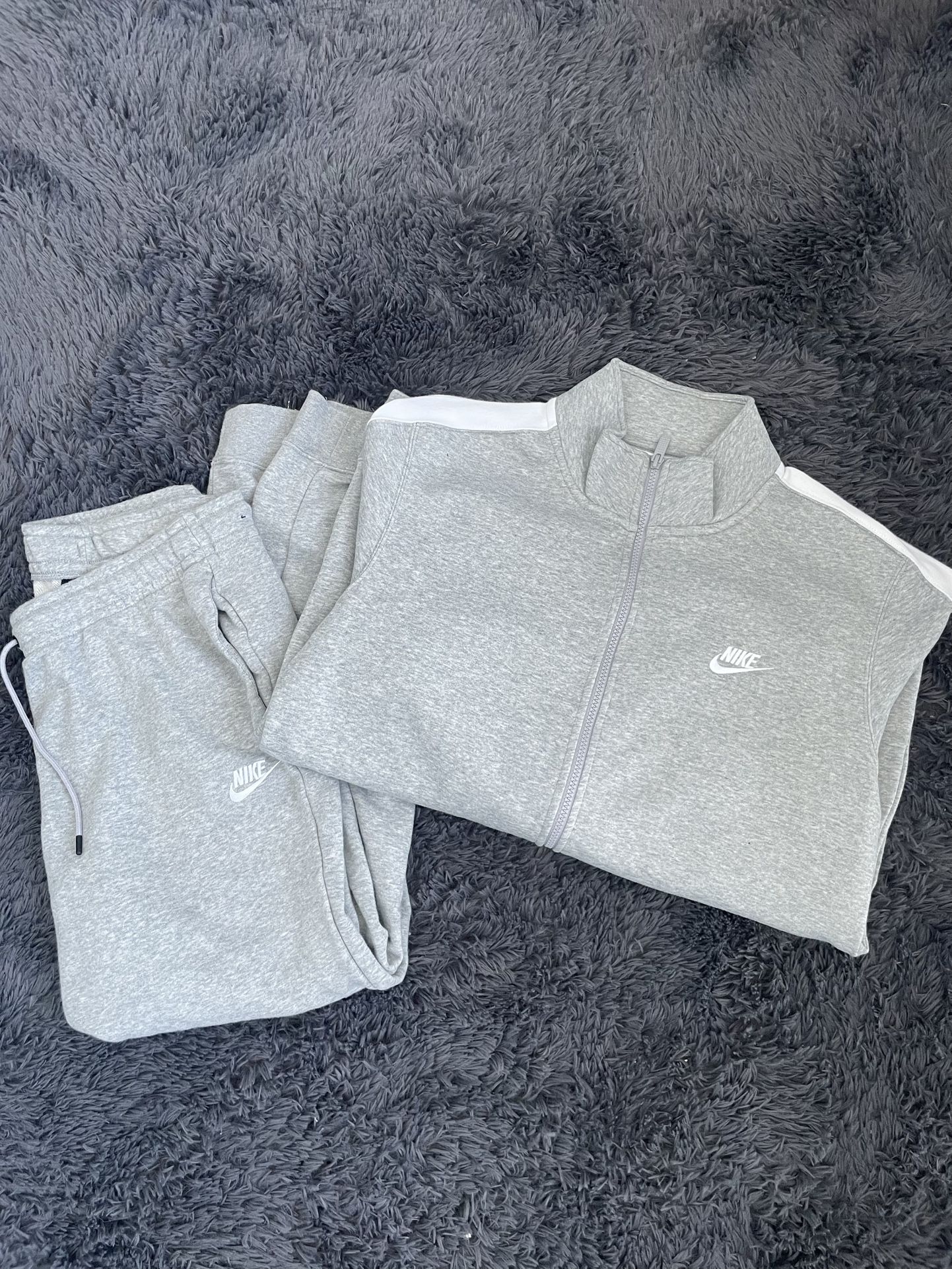 Nike Grey Lifestyle Sweatsuit Sweatpants Full Zip Sweatshirt | Men Large