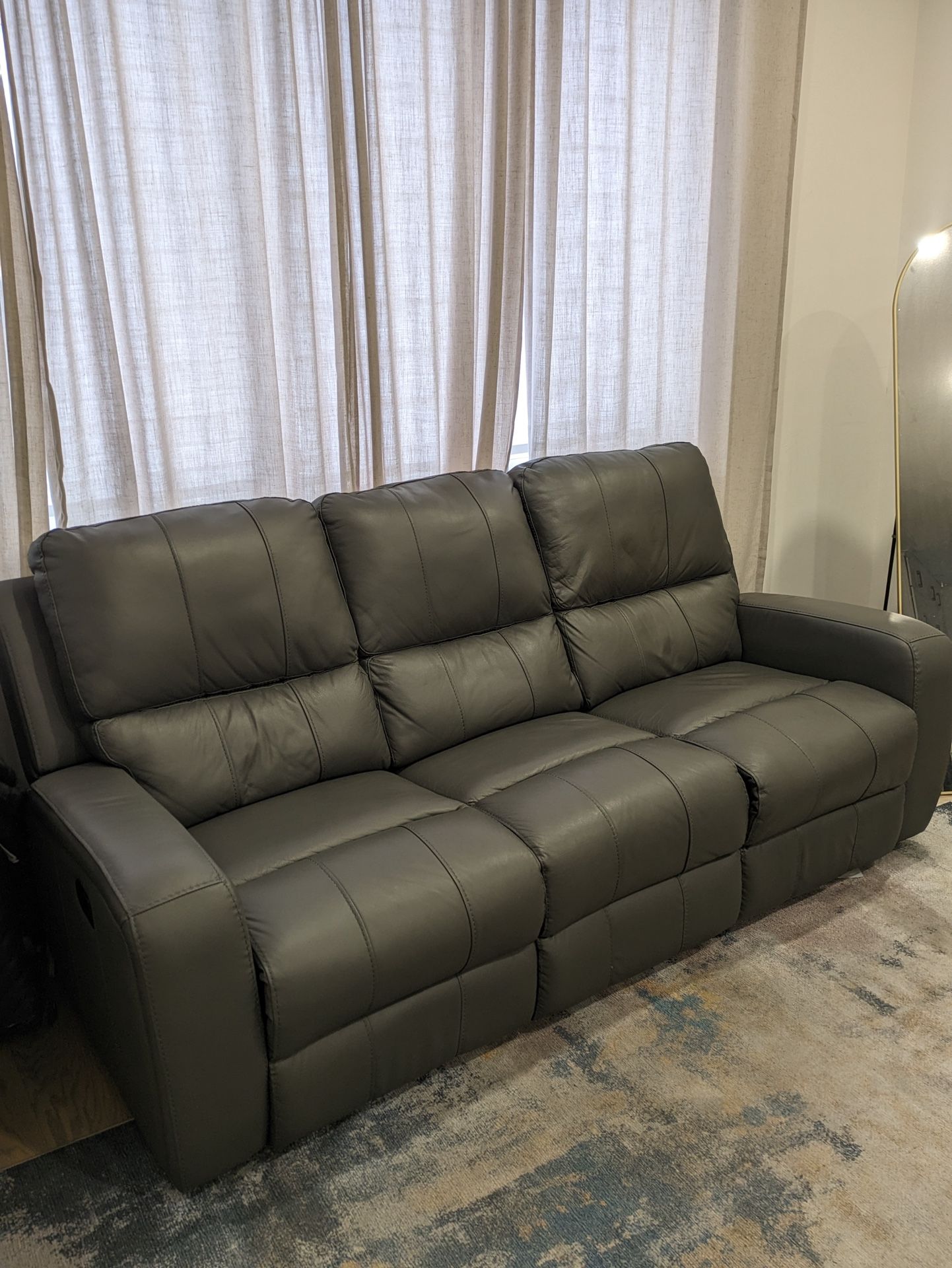 Leather Gray Reclining Couch 550 OBO