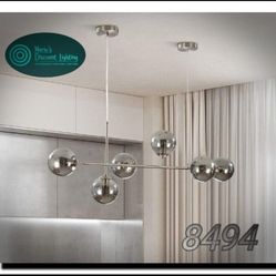 KCO Modern 6-Light Ceiling Pendant Lighting Mid-Century Glass Globes Sputnik Pendant Lamp 