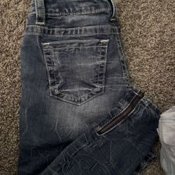 Miss Me Mid-Rise Crop Skinny Jeans Sz 28 w/ Ankle Zippers Dark Wash | Lioness Designer Thrift