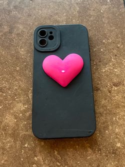Black Phone 12 Case with Pink Heart