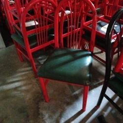 PRICE REDUCED Red Metal High Back Cushioned Chairs