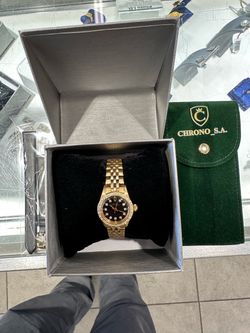 Rolex Oyster Perpetual 6718 18K Gold Diamond Ladies Watch