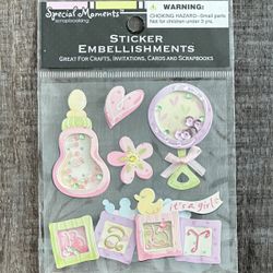 New It’s A Girl Baby Dimensional Scrapbook Stickers