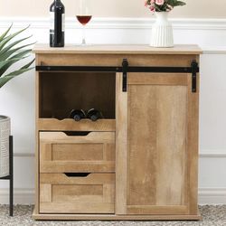 Brand New Clearance Sale Natural Oak Finish Manufactured Wood Wine and Storage Cabinet if1344