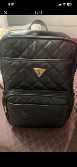 Guess Quilted Black Faux Leather Backpack