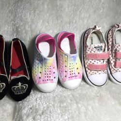 Girls Shoes Size 9/ Genuine Kids W Crown/ Skechers Colorful/ Converse Pink W White Dots $25
