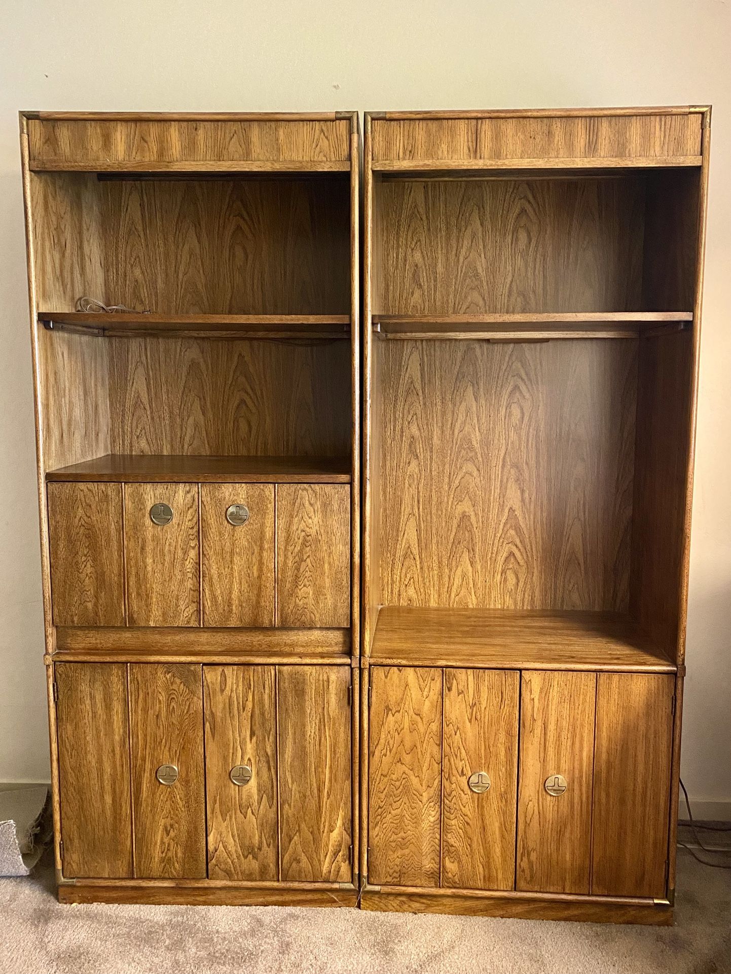 FREE vintage drexel style lit cabinet / shelf units