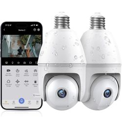 2K Light Bulb Security Camera,5G&2.4G WiFi Security Cameras Wireless 2pack