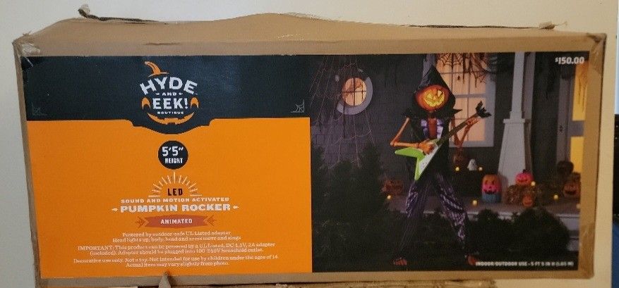 Brand new Halloween Hyde & Eek Boutique 5'5" Sound & Motion Activated Animated Pumpkin Rocker