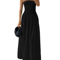 PRETTYGARDEN Women 2025 Summer Elegant Strapless Maxi Dress Tube Top Dress NWT $46