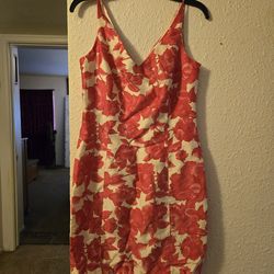 Ann Taylor red floral silk dress Size 8