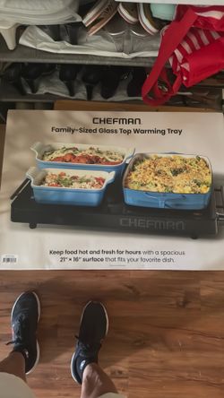 Electric family size glass warming tray