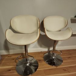 White Contemporary Bar Stools (2)