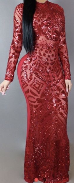 Red long sleeve sequin dress size medium (not my picture)