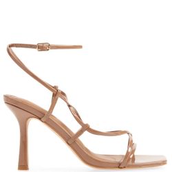 Azalea Wang Nude Kaylin Wrap Stiletto Heeled Sandals