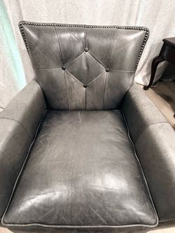 Gray Leather Hooker Arm Chair