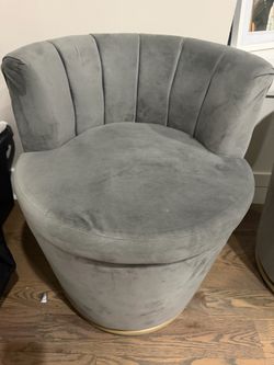 Gray Velvet Channel Tufted Accent Chair