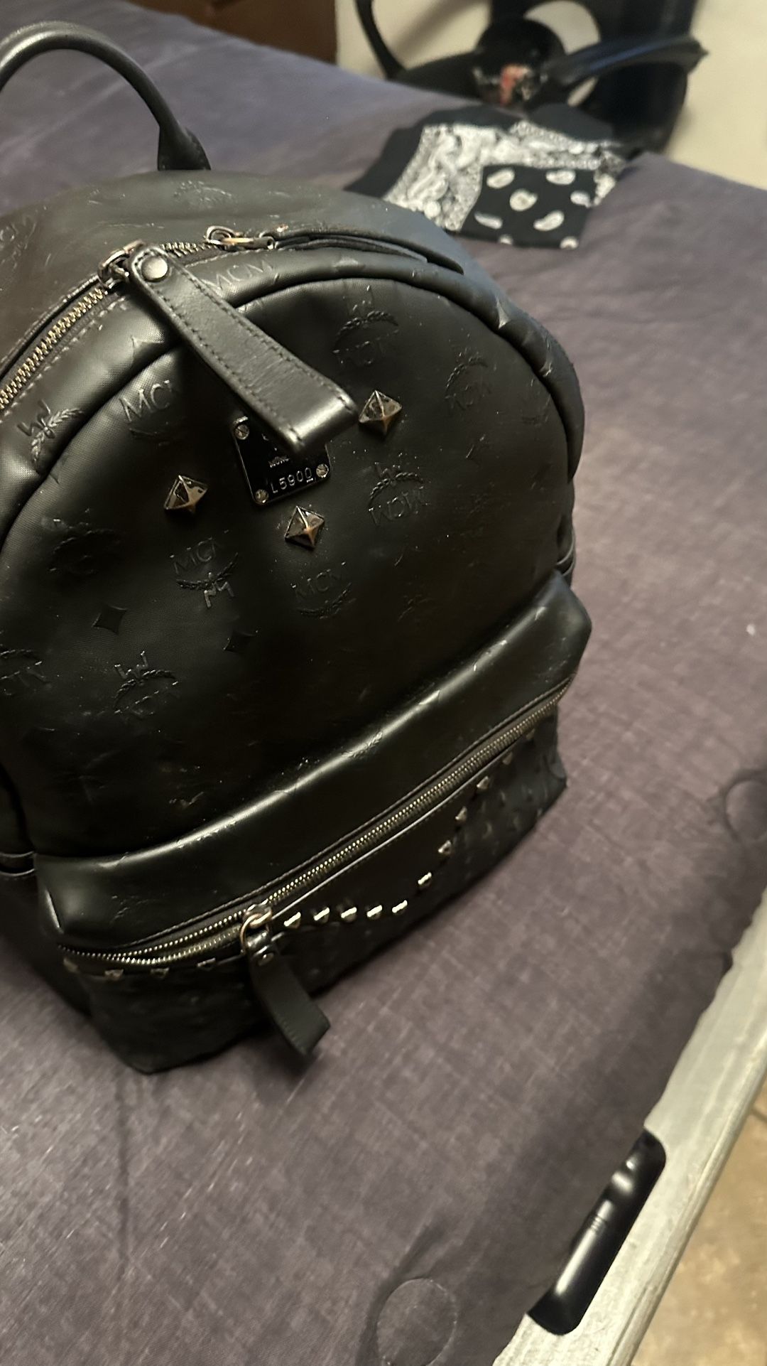 Black Studded Mcm Backpack
