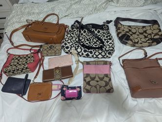 Assorted handbags + wallets bundle w/ Coach etc.