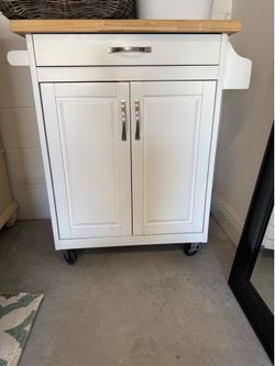 White Rolling Kitchen Cart