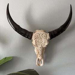 Hand Carved Buffalo Skull Wall Decoration 