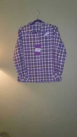 COLLECTION (sz S) SHIRT TOP BLOUSE Purple PLAID Long SLEEVE