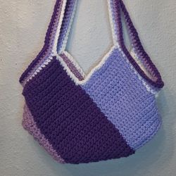 Handcrafted Crochet Purple Tote Bag