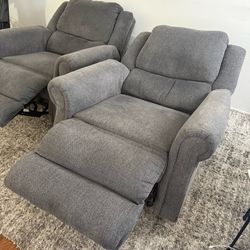 2 Grey Reclining Sofas – Matching Set – Moving Sale, Must Go ASAP