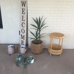 Modern Boho Home Decor Bundle – Plants, Stand & Accents