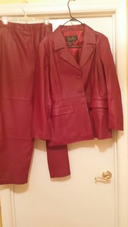 Burgundy Leather Suit