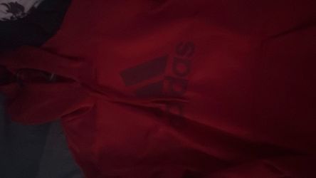 red Adidas pullover hoodie