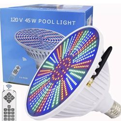 LED Pool Light Bulb With Remote For Inground Pool, 120V 45W 7 RGB Changing Color