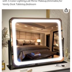 Vanity Mirror with Lights 22"x 19", LED Lighted Makeup Mirror, Large Makeup Mirror with Lights, Touch Screen with 3-Color Lighting