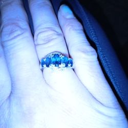 Sapphire And Mini Diamond Ring 6.5 Size