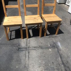 Very Good Condition Three Hardwood Chairs 