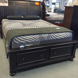 Platform Bed Frame With Two Drawer Storage 