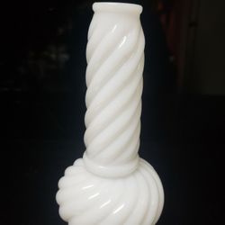 Vintage Milk Glass Twist Bud Vase