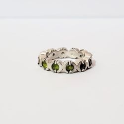 925 Sterling Silver Aquamarine Peridot Citrine Amethyst Ring Sz 6.75