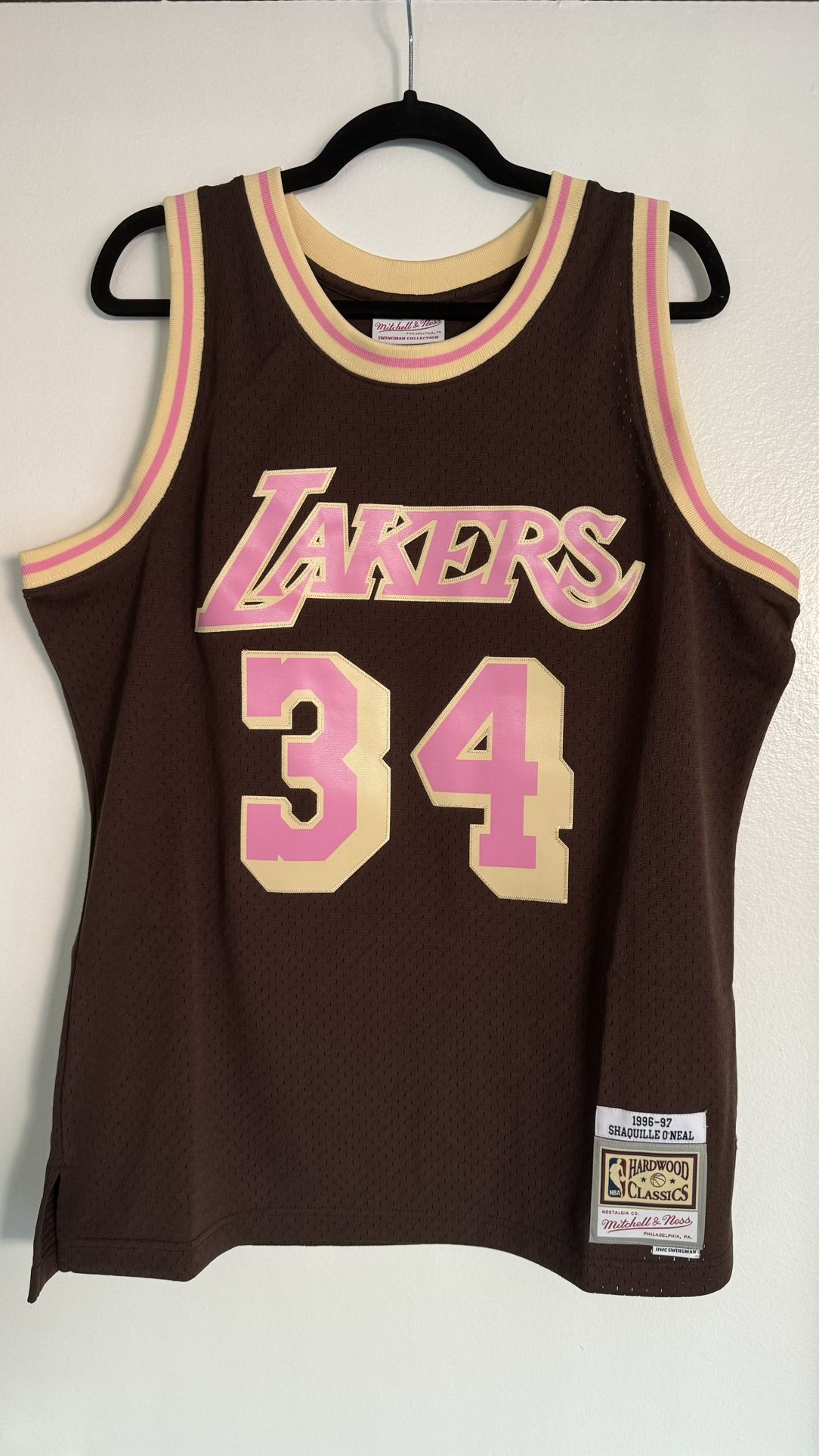 New Mitchell & Ness Los Angeles Lakers Shaquille O'Neal Brown Sugar Bacon Swingman Jersey SIZE LARGE