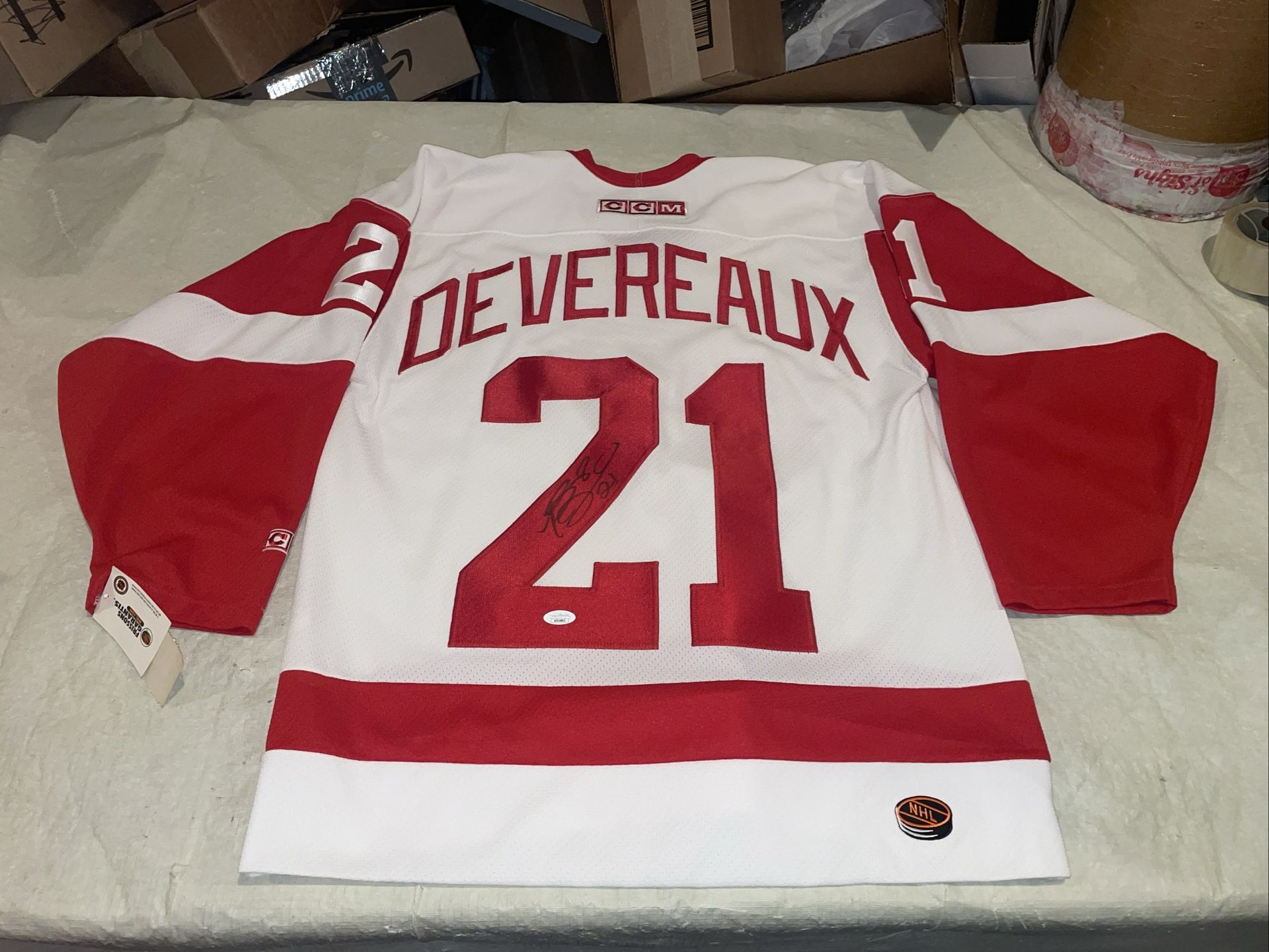Nwt Authentic Jsa Auto Boyd Devereaux Detroit Red Wings Jersey Men Medium Ccm