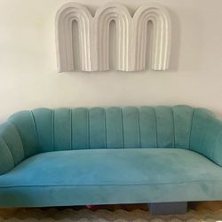 83” Sea Blue Velvet Couch Sofa