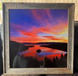 Large signed by artist photo on sheet metal