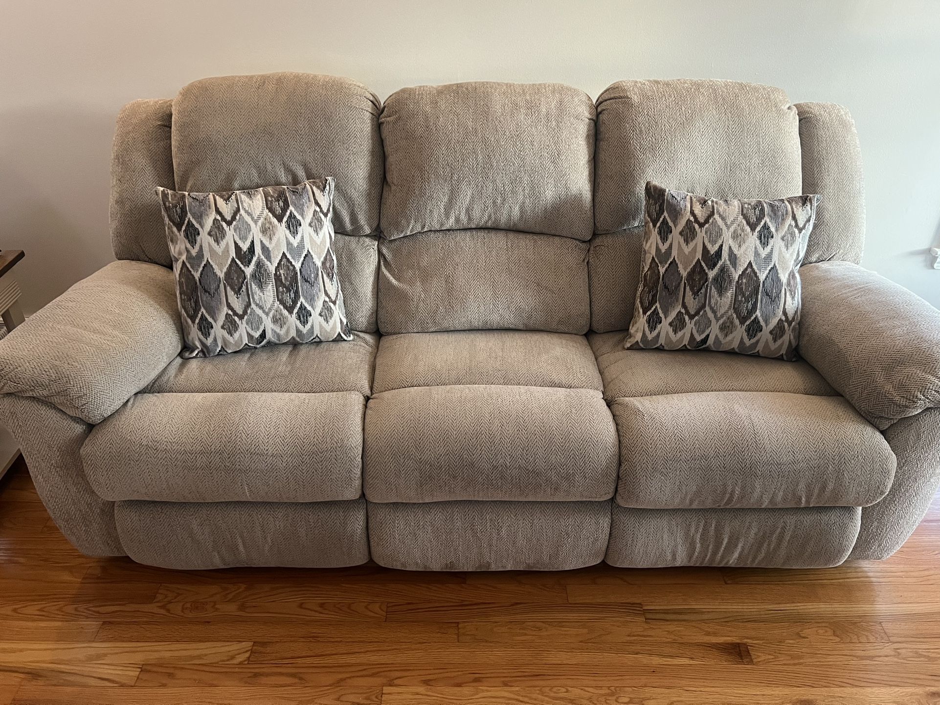 Soft Fabric Reclining Sofa And Chair