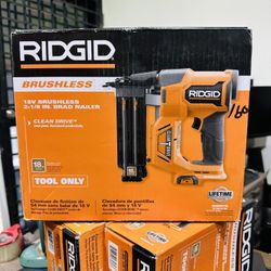 RIDGID 18V Brushless Cordless 18-Gauge 2-1/8 in. Brad Nailer (Tool Only) with CLEAN DRIVE Technology