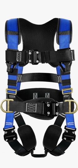 TRSMIMA Safety Harness Fall Protection - Harness Kit for Men Construction Fall Arrest Roofing Harness Kit Men Full Body Harness with Lanyard for Work 