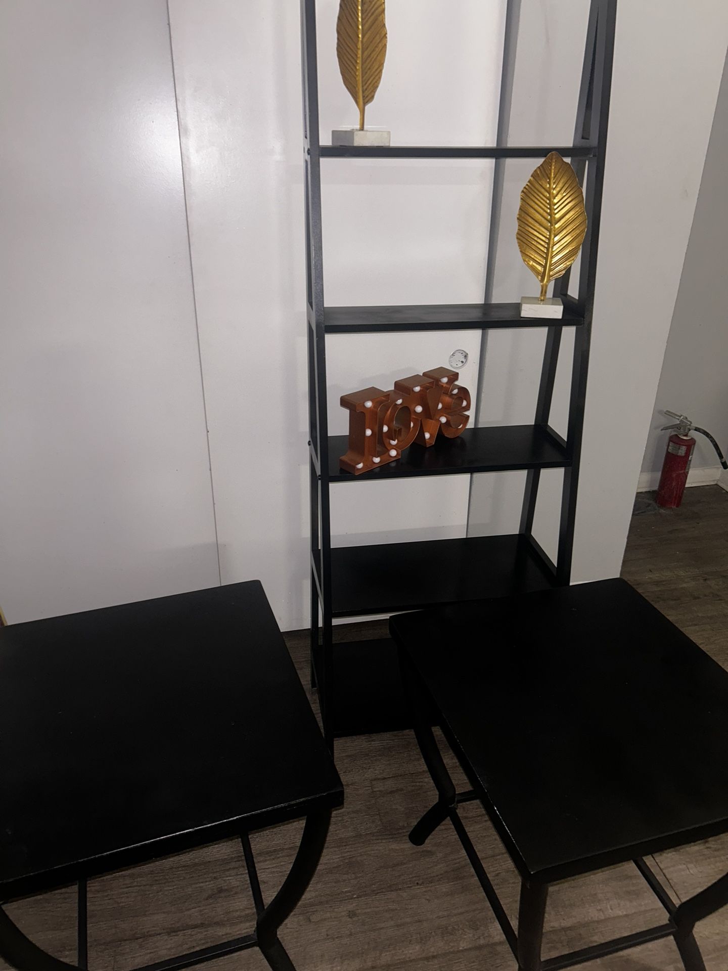 End Tables And 5 Layer Shelf BLACK!